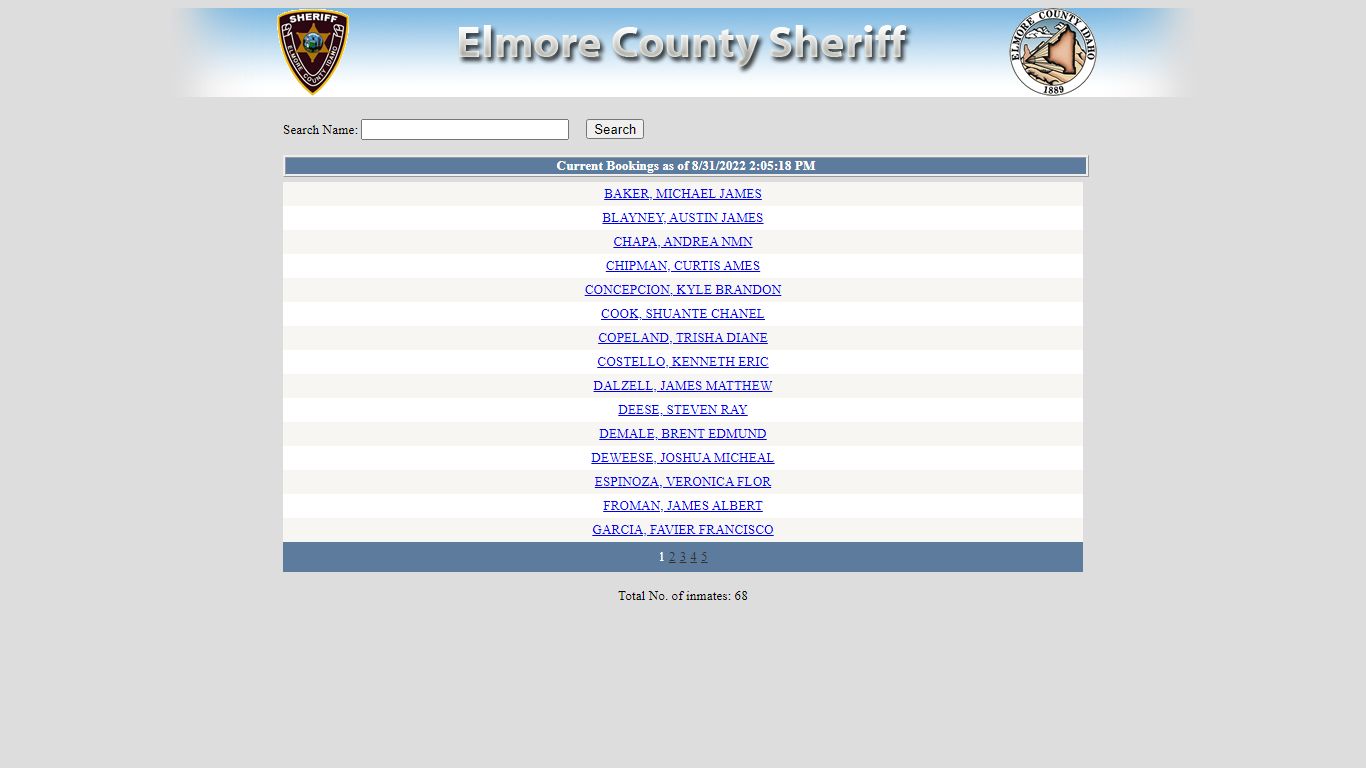 Elmore County, Idaho - List Current Bookings